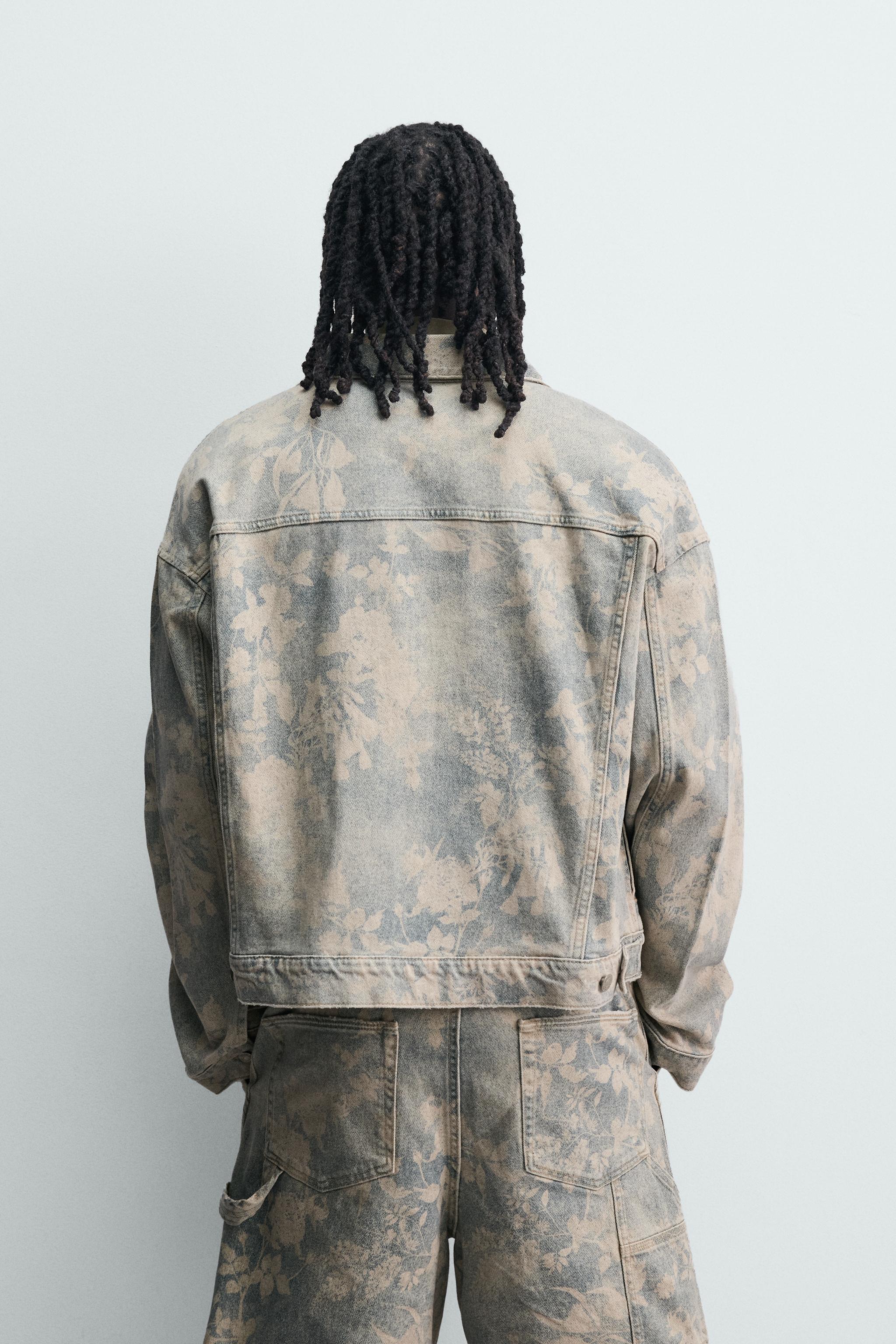 BLOUSON COURT EN DENIM À IMPRIMÉ FLORAL